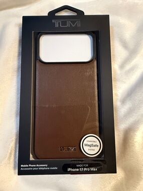 Tumi Brown Leather MagSafe Case for iPhone 17 Pro Max